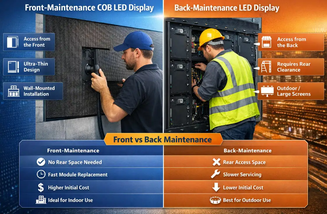 COB LED Front-Maintenance vs Back-Maintenance