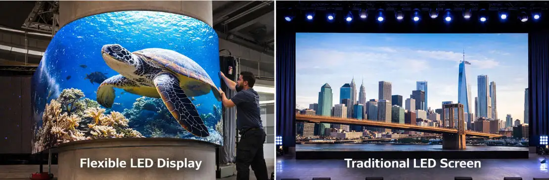 Tela LED flexível versus tela LED tradicional