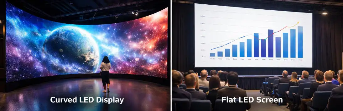 display LED curvo vs plano