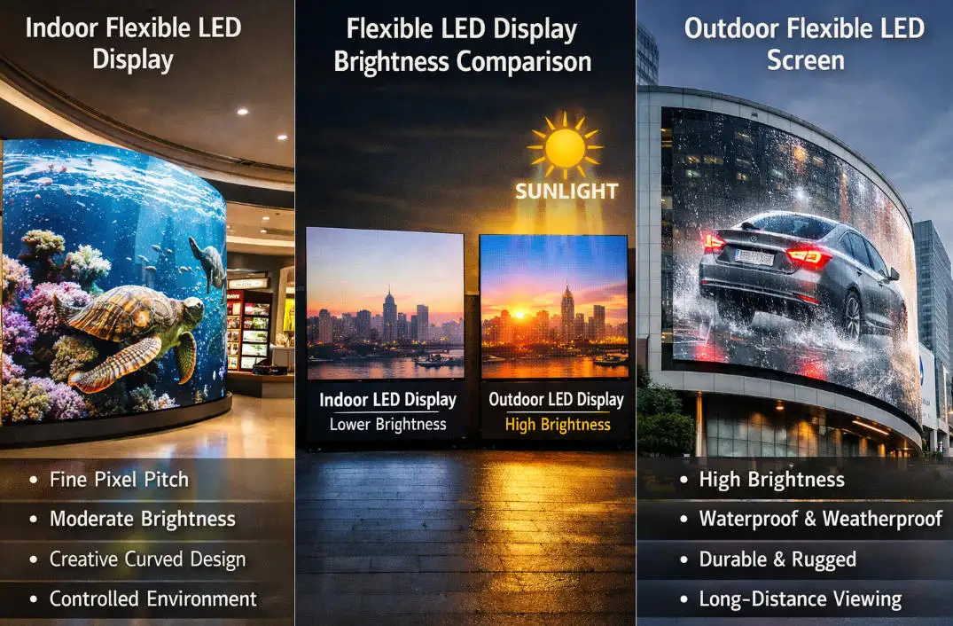 Indoor vs Outdoor Flexible LED Displays